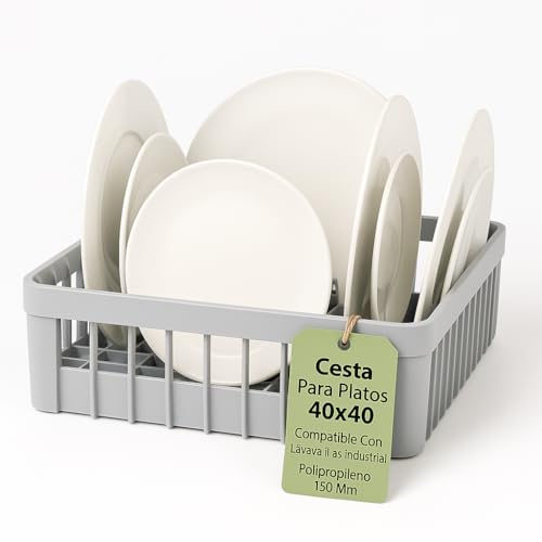 CubetasGastronorm ® Cesta para Platos 40x40 para Lavavajillas Industrial 150 mm Polipropileno Alta Resistencia 91LV51784 Bordes Redondeados Compatible con Lava vasos Hostelería Rack Universal Trabajo