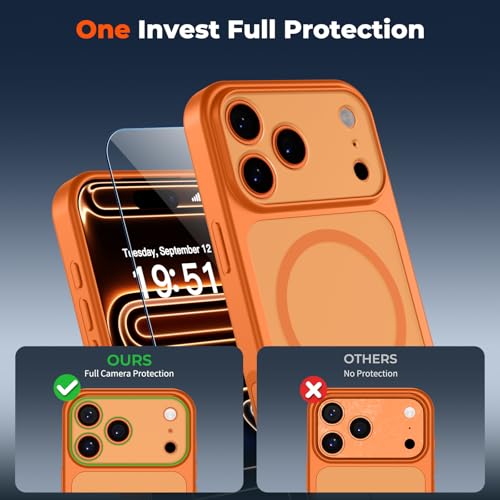 SUPFINE Magnetic for iPhone 17 Pro Case with Camera Control Button,[Full Camera Protection][1+Tempered Glass Screen Protector] Slim Translucent Matte Shockproof Phone Cover,Starry Orange by SUPFINE - Used condition - Image 4