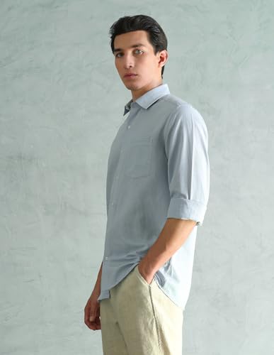 Image of Arrow Solid Slim Fit Formal Shirts for Men - Full Sleeve Shirt for Man