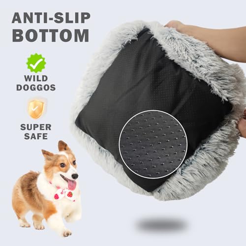 HaiTaoSy Hundehöhle, Kuschelhöhle für Kleine Hunde/Katzen, Warm und Weich, Flauschiges Hundebett mit Dach, Rutschfestes hundekörbchen Waschbar, (M) 60cm