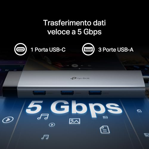 UH9120C Hub USB C 9 in 1, 1 HDMI 4K@60Hz, 1 Gigabit Ethernet, SD e microSD UHS-I, 1 PD 100W, 1 USB-C 3.0, 3 Porte USB-A 3.0, SuperSpeed a 5 Gbps, Win11/10/8.1, Mac OS X 10.9+, Linux OS - Hub USB - Immagine 8