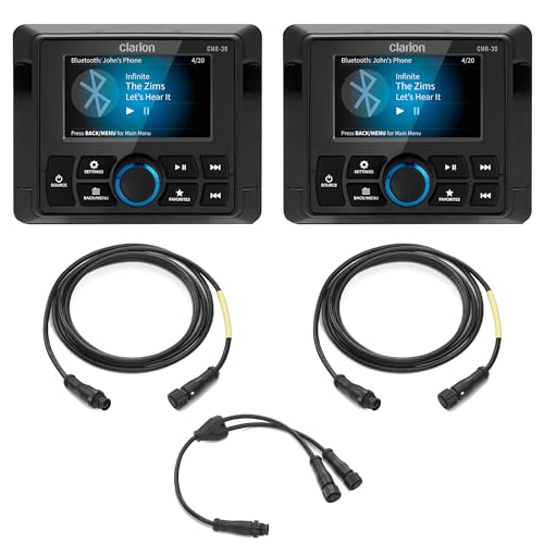 Clarion Two CMR-30 Marine Wired Remote with Full-Color LCD Display w/CMC-RC-6 6 ft (1.83 m) Remote Extension Cables