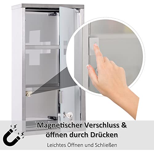 Armoire à pharmacie robuste 3 compartiments en acier inoxydable durable - 7