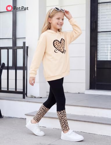 Image of PATPAT Girls 2 Piece Outfits Long Sleeve Hoodie and Leggings Clothing Set Outfits for Girls 4-12Y Fall /Winter Outfits