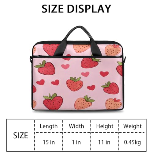Bolso para portátil rojo con diseño de corazón de fresa 15 pulgadas miniatura 2