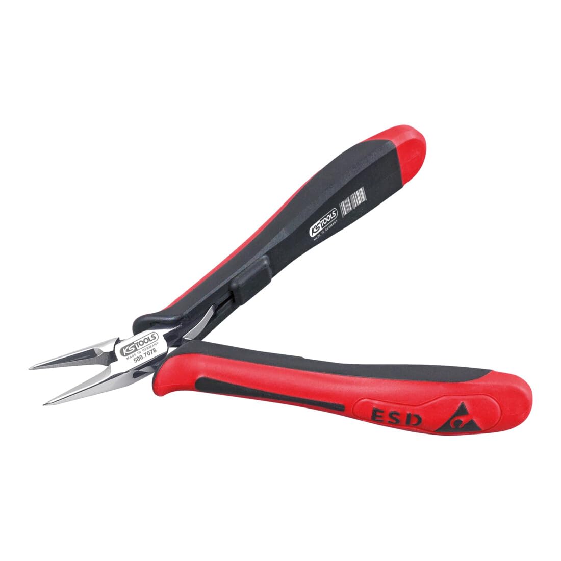 KS Tools 500.7078 Alicate de punta fina ESD, recto, sin corte, 130 mm