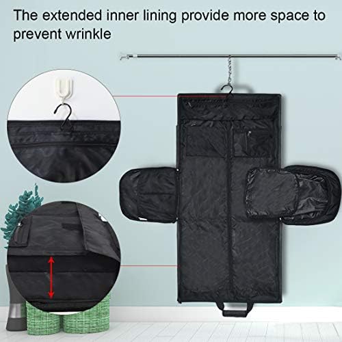 NEWHEY Garment Bags Convertible Suit Travel Bag with Shoes Compartment Waterproof Large Carry on Duffel Bags Garment Weekender Bag for Men Women Black