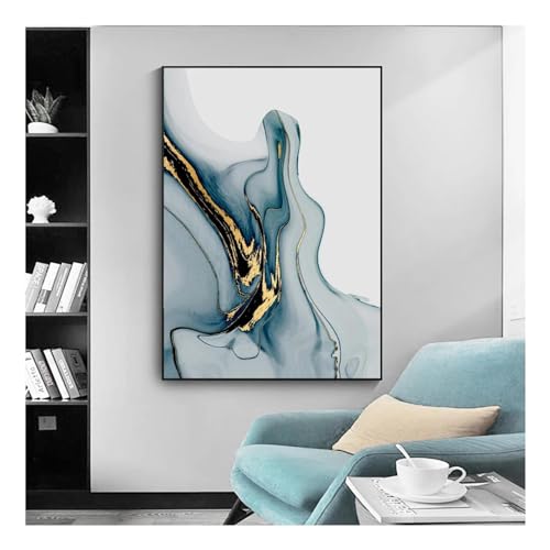 Toile abstraite minimaliste bleue sans cadre pour rompre la monotonie