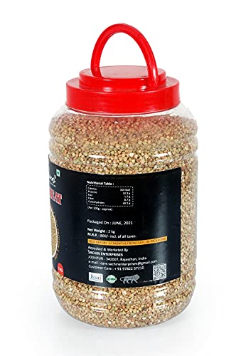 Image of SundarLaxmi Buckwheat Seeds - 2Kg Jar | Kuttu Giri | Hulled, Gluten Free Buckwheat Millet | High in Plant Protein & Fibre | Kuttu Giri Whole Grain Grind To Make Flour