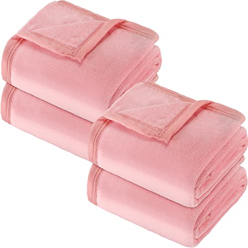Image of 4 Pcs Daycare Cot Blanket Daycare Nap Blanket Cozy 28'' x 40'' Daycare Cot Rest Time Blankets for Kids, Toddler, Baby, Classroom, Preschool, Daycare or Nursery (Pink)