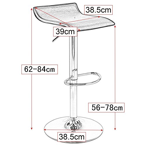 WOLTU 2X Taburetes de Bar Regulable en Altura Cuero Artificial Acero Cromado Asiento Acolchado Silla de Bar Taburetes Alto Cocina Blanco BH11ws-2