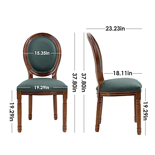 Image of Virabit French Country Dining Chairs Set of 6, Vintage Louis Chairs with Curved Backrest and Beautifully Carved Solid Wood Frame Farmhouse Dining Chairs for Living Room, Kitchen, Restaurant
