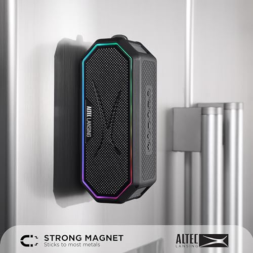 Image of Altec Lansing Magnetic Bluetooth Speaker HYDRAJOLT 2.0, Waterproof IP67, 12W Output Power, 16H Battery, Multicolor LED, 100ft Wireless Range, Voice Assistant, USB-C Quick Charge
