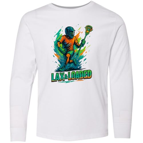 inktastic Lacrosse Lax & Loaded Vibrant Sports Art Youth Long Sleeve T-Shirt