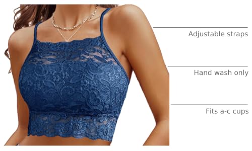 Image of Avidlove Lace Bralette for Women High Neck Camisoles Racerback Double-Layered Crop Top