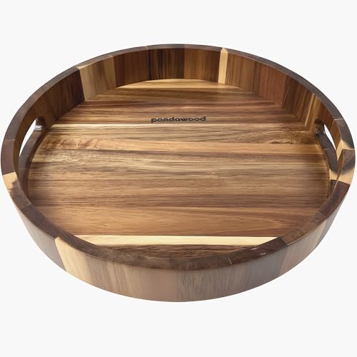 Wooden Lazy Susan for Table Top 12 Inch - Acacia Wood Turntable Organizer for Kitchen Countertop, Dining Table, Cabinet - Decorative Rotating Tray Centerpiece - Large Round Lazy Susans Organizer