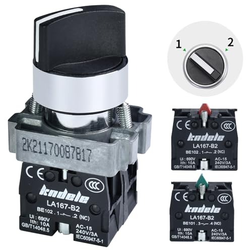 10Amp 2 Position Rotary Switch 22mm 7/8in Mounting Hole Selector Switch Maintained SPDT 1NO 1NC Latching Switch 600V AC for Car Control Box Equipment