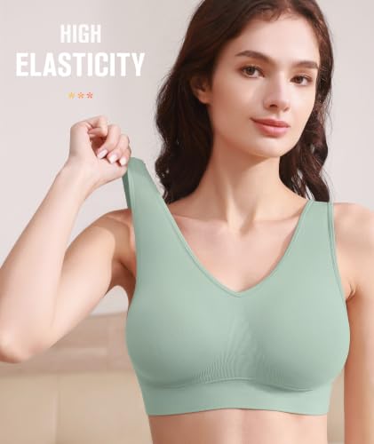 Image of BESTENA Sports Bras for Women, Seamless Comfortable Yoga Bra with Removable Pads | Wide Straps, Medium Support, Wireless, Sleep, Everyday Bra, Super Soft