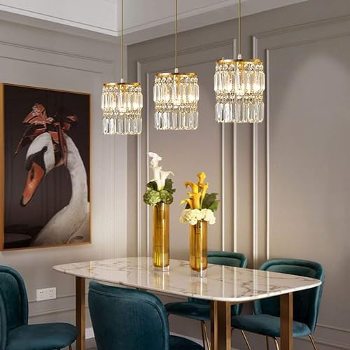 Lustre de restaurant moderne en cristal doré à 3 têtes E27