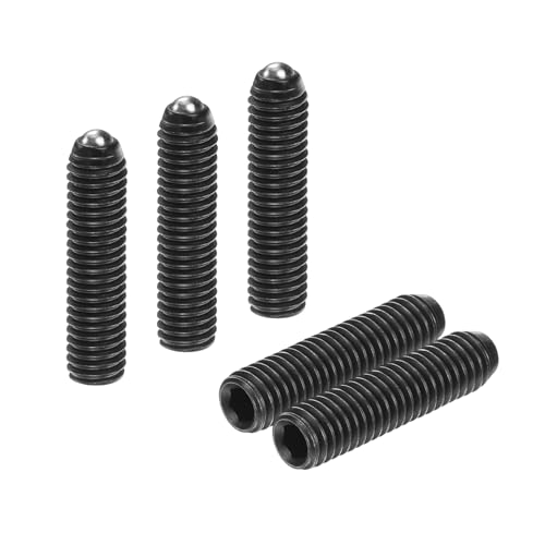sourcing map 5pcs Screw Thread Ball Plunger M5 x 20mm High Carbon Steel Hex Socket Spring Plunger Ball for Lubrication Pneumatic Tools, Black