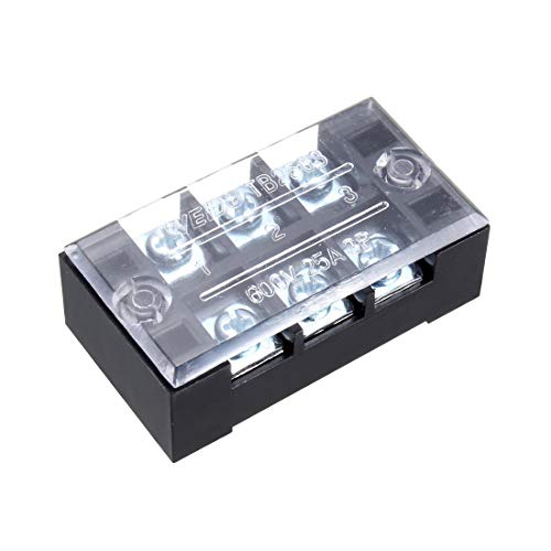 uxcell Dual Rows 10 Positions 600V Wire Barrier Block Terminal Strip Connector (600V 25A 3P)