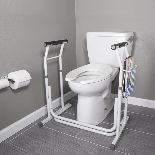 Vaunn Medical Bathroom Adjustable Height Toilet Rail Grab Bar and Commode Safety Frame Handle Vaunn Medical Bathroom Adjustable Height Toilet Rail Grab Bar and Commode Safety Frame Handle