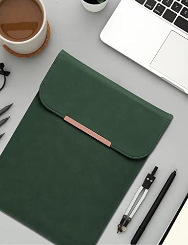 Hyzuo 13.3-14 Inch Laptop Sleeve Compatible With Macbook Pro 14 M2/M1 Pro/Max A2779 A2442 2021-2023, Macbook Air 13 Inch 2010-2017, Faux Suede Leather Case, Midnight Green #TOP6