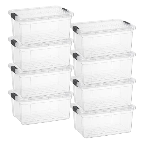 Image of Superio 1.85 Quart Clear Plastic Storage Boxes with Lids, Stackable Organizer Containers, BPA-Free Storage Bins for Home, Office, School & Dorm, 8 Pack
