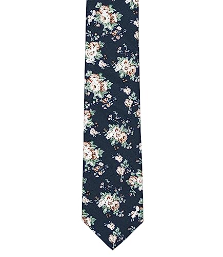 Image of BELLUNO Men's Cotton Floral Skinny Tie, 2.5 inch Width, with Gift Box