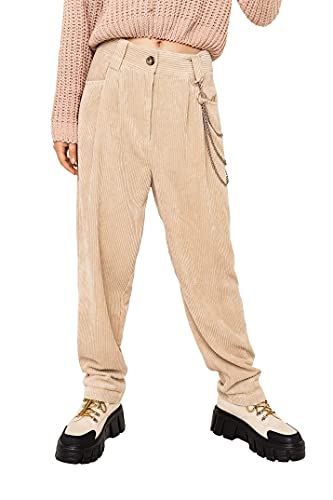 befree Damen Gerade Geschnittene Cordhose mit Weitem Bein Elfenbein L Cover