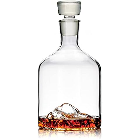 Whiskey Peaks Half Dome Decanter, 34 oz, Glassblown, Lead-Free Crystal with Stopper Cover