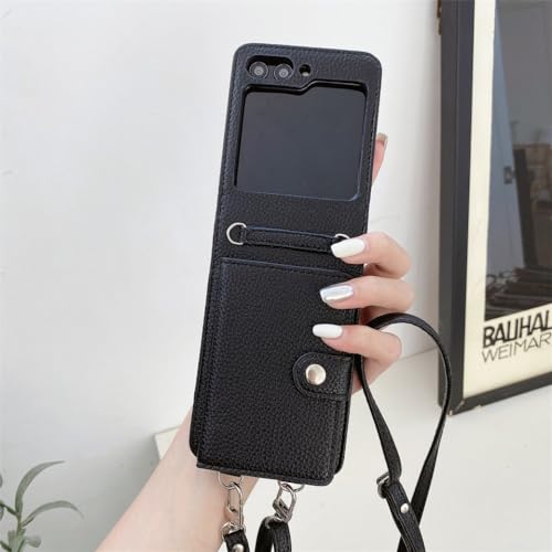 Étui de téléphone antichoc Samsung Galaxy Z Flip 5 portefeuille cuir avec porte-cartes