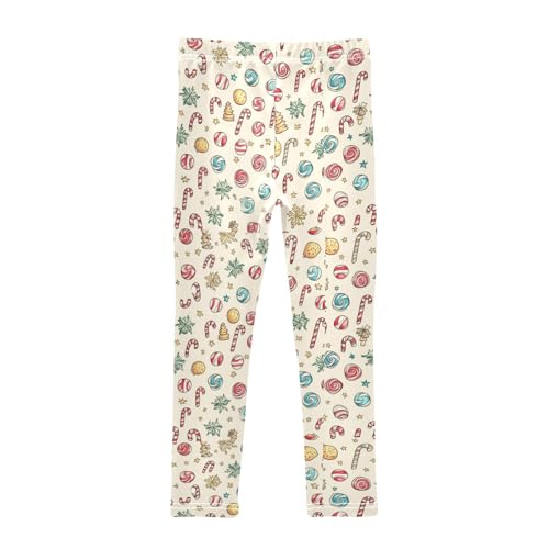 ZZKKO Girls Leggings Candy Cane Gingerbread Cookies Toddler Girls Clothes Leggings for Girls Toddler Girls Leggings 3-4T2