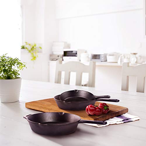 Image of Cuisinel Cast Iron Skillets Set - 3-Piece: 6 inch + 8 inch + 10 inch-Inch Chef Frying Pans - Pre-Seasoned Cookware + 3 Silicone Handle Cover Grips - Use Indoor /Outdoor, Grill, Stove, BBQ, Fire, Oven