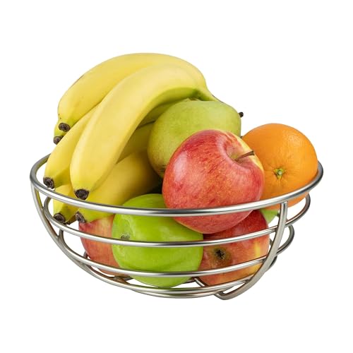 Image of Sulfar Metal Fruit Bowl Centerpiece for Kitchen and Dining Room Countertops, Tables, Buffets, Refrigerators