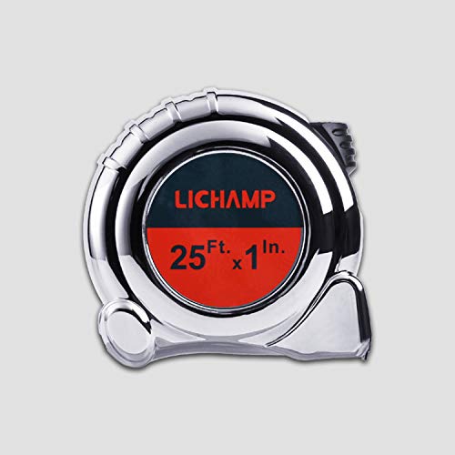 Lichamp Tape Measure 25 Ft With Magnetic, 6 Pack Bulk Easy Read Chrome Measuring Tape Retractable With Fractions 1/8, Measurement Tape 25-Foot By 1-Inch, Round #TOP1