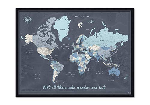 Travel Map With Pins World Personalized | Framed World Wall Map With Push Pins | Personalized Family Travel Push Pin Map | 24" X 32" Up To 40" X 53" #TOP12