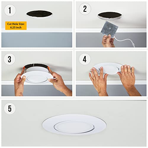Procuru [4-Pack] 6-Inch Gimbal Air-Tight Led 2700K-6000K Color Selectable, Rotate & Swivel Ultra-Thin Recessed Ceiling Downlight With J-Box, Dimmable, Ic Rated (V6Sl-Gb-4P) #TOP5