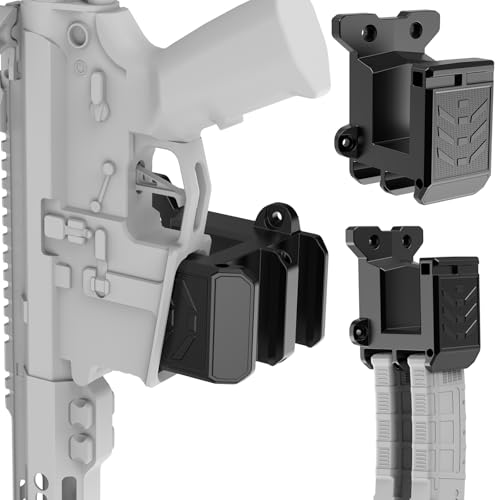 ANTREEMAG AR Wall Mount with Dual Magazine Holders for AR.223/5.56 Ammo, Gun Rack for AR-15 Accessory Fits Gun Room Vehicle Hunting Lodge Basement, Vertical or Horizontal Storage