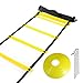 Huvai 6M 12 Rungs Agility Ladder,Échelle de Rythme,Training Ladder, Equipement pour Agilité, Fitness & Vitesse- Foot, Tennis, Basketball, 12 cônes de Disque Jaunes, Un Sac de Transport
