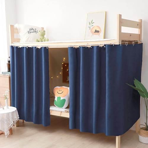 Image of Cute Bottom Bunk Bed Curtain Student Dormitory Blackout Cloth Bedding Tent Bed Canopy Single Sleeper, Dark Blue