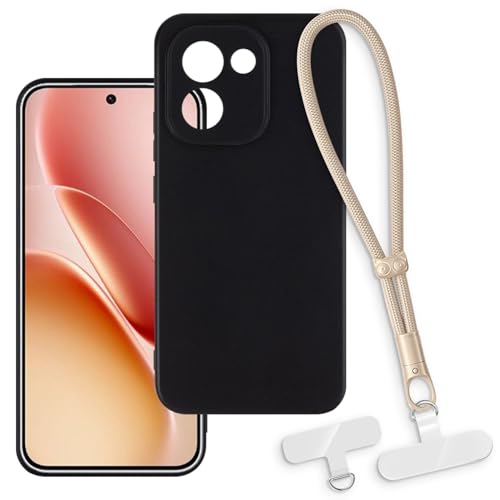 OAGELIM 2-in-1�ی�P�[�X�ƃ��X�g�X�g���b�v Vivo iQOO Z11 5G V2551A �Ƃ̌݊������� ���O���\�ȃ��j���[�h�t���d�b�J�o�[�A����~�ߕ����h�~�O���b�v�n���h�� (�u���b�N + �S�[���h)
