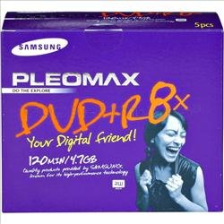 Samsung Pleomax DVD+R 4.7GB, Jewel Case 5-pk 4,7 GB 5 pieza(s) - DVD+RW vírgenes (Jewel Case 5-pk, 4,7 GB, 5 pieza(s), 120 min, 8x)