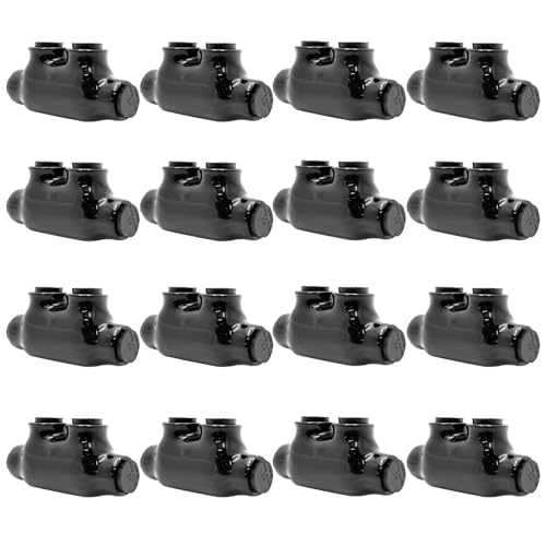 Black Insulated in-Line Splice Alumiconn Connector 2 Set Screws -2 Port Dual Entry -2-14 AWG Wire Range - Slotted or 5/32