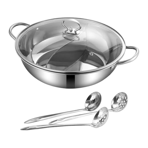 Set de hot pot en acier inoxydable haute densité au design compartimenté