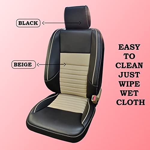 Image of AUTOXYGEN Car PU Leather Luxury seat Cover Front & Rear Accessories for Swift 2018 Onwards (Black & Beige, 1012)
