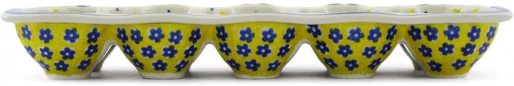 Polmedia Polish Pottery Egg Crate - Sunshine Pattern Handmade in Boleslawiec Poland by Ceramika Artystyczna + Certificate of Authenticity