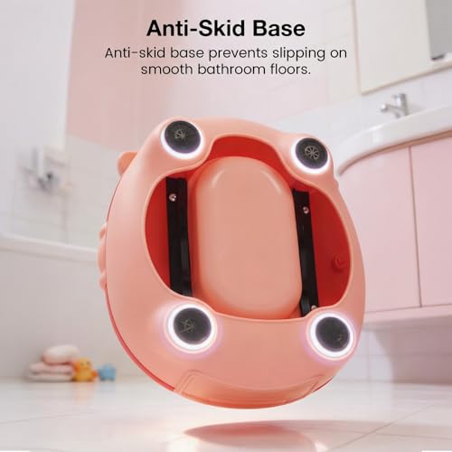 Image of Baybee Deer Baby Potty Seat for Kids 2 to 5 Years with Back Support | Foldable Toilet Seat with Removable Drawer & Cleaning Brush | Premium Potty Training seat | Kids Toilet Chair Boys Girls (Orange)