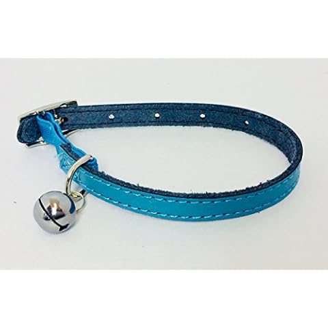 RS Pet Cat/Kitten real leather collar (Fully Adjustable) 6 Amazing colours to choose from (Blue) Cover
