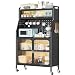 Produktbild BYYBOU Buffetschrank Küchenschrank Hochschrank Schrank Küche Mehrzweckschrank 86cm Breit mit Rad, Vorratsschrank Küchenbuffet Mutfak Dolab mit verstellbare Regal und Türen Schwarz (86x36x162cm)
